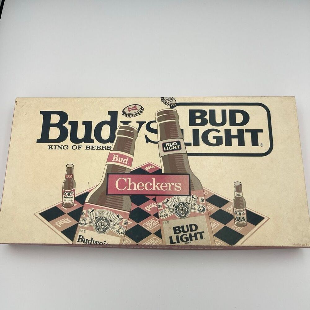 Vintage Rare Bud King of Beers vs. Bud Light Checkers Board Game.